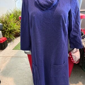 Blue Textured Long Sleeve Dress p28